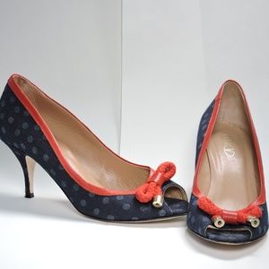 RED Valentino Size 8.5 peep toe high heel.